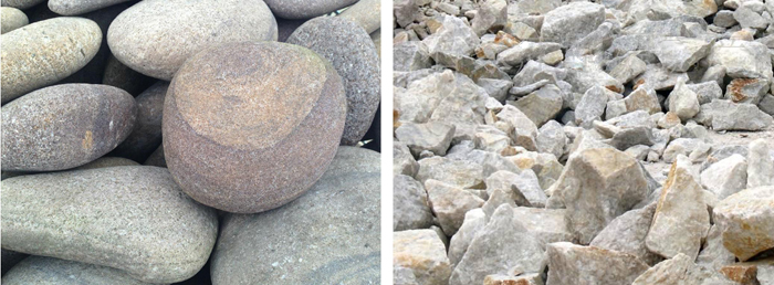 河卵石破碎前后對比 河卵石破碎前后對比